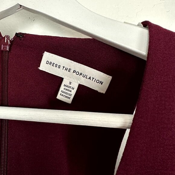 DRESS THE POPULATION Catalina Fit & Flare Cocktail Dress in Burgundy Size Small - Picture 5 of 10